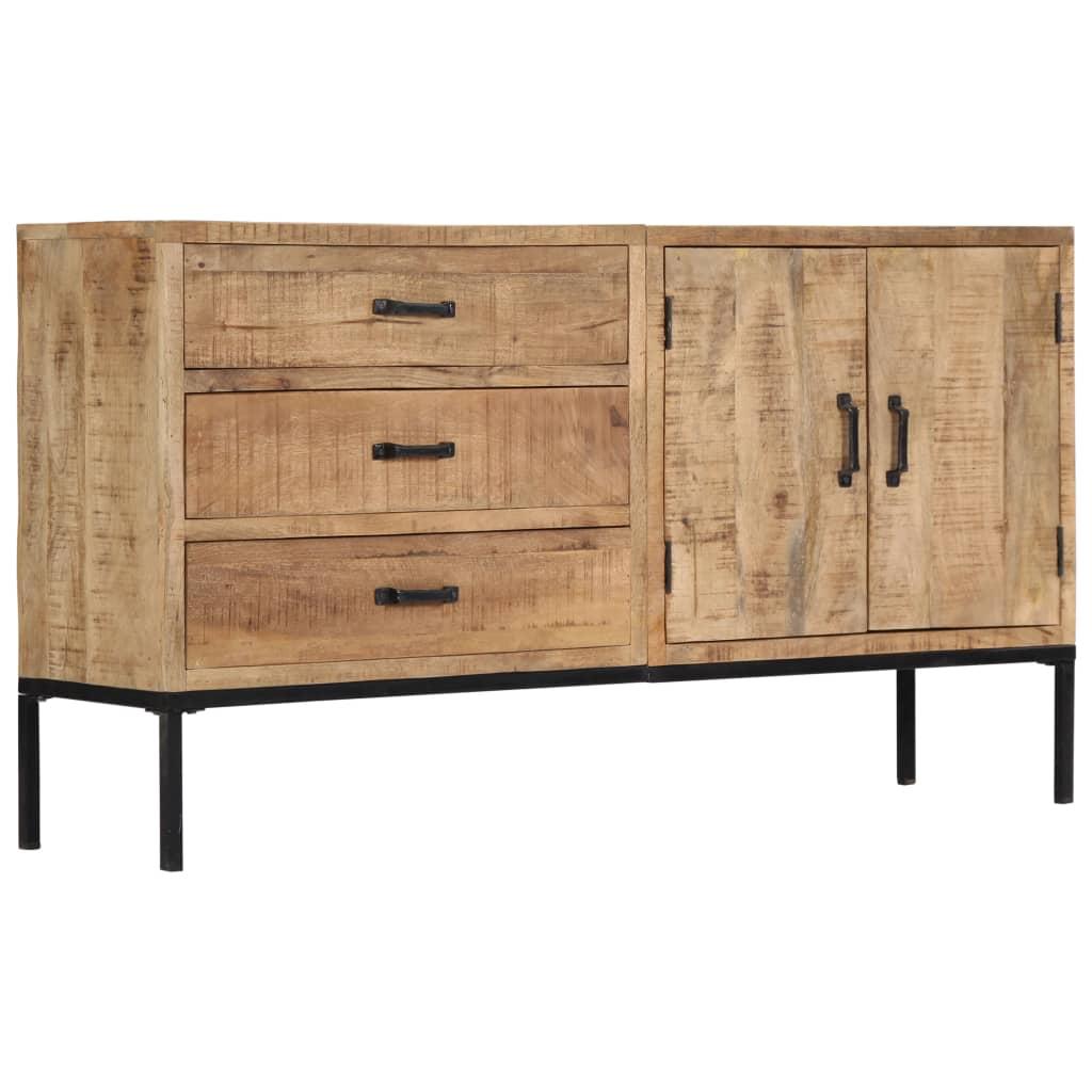 Skænk 140×35×75 cm i massivt mangotræ - 3 skuffer og 2 låger