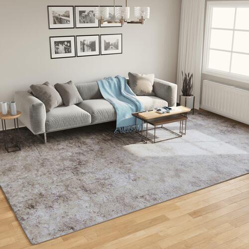 Gulvtæppe 400x300 cm vaskbart og skridsikkert grå