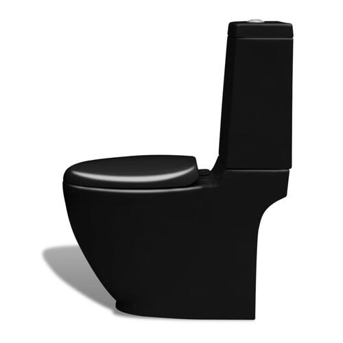 Stående toilet og bidet sæt, sort, keramisk
