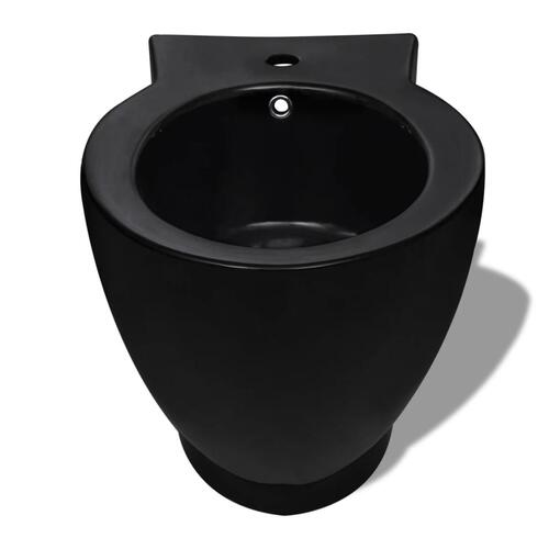 Stående toilet og bidet sæt, sort, keramisk