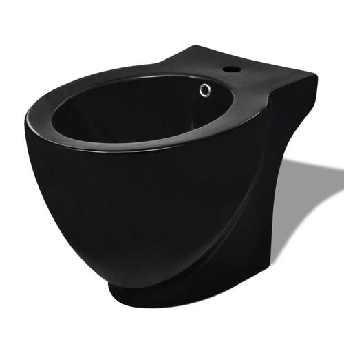 Stående toilet og bidet sæt, sort, keramisk