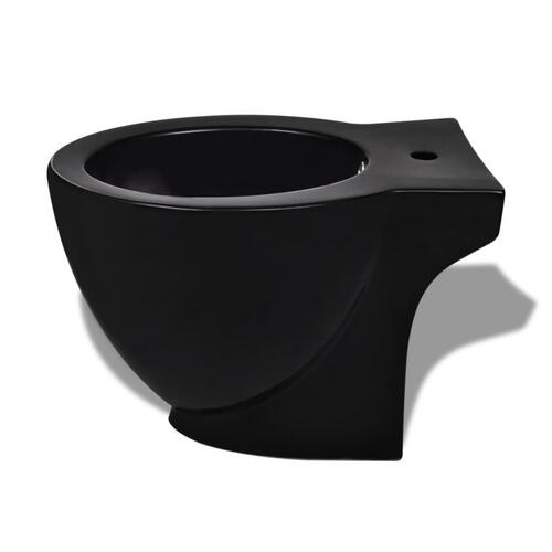 Stående toilet og bidet sæt, sort, keramisk