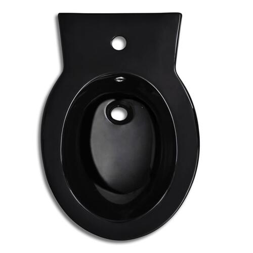 Stående toilet og bidet sæt, sort, keramisk