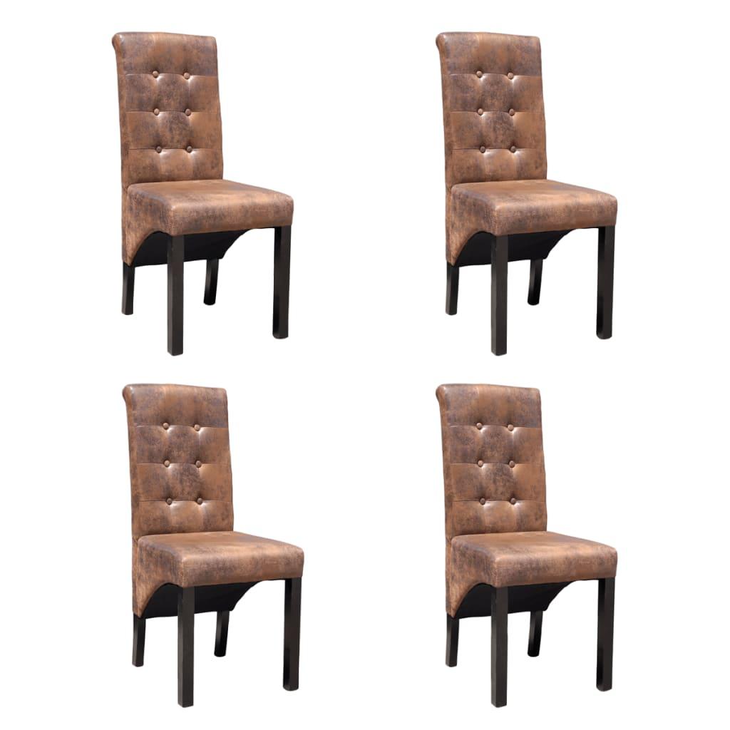 Spisebordsstole 4 stk. kunstlæder brun