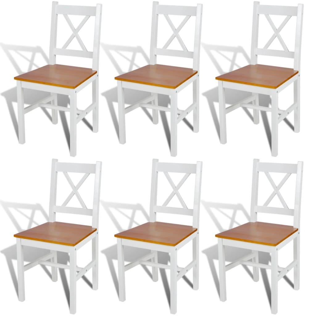 Spisebordsstole 6 stk. fyrretræ hvid