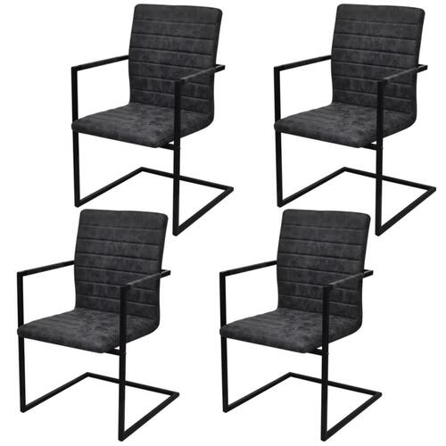 Spisebordsstole med cantilever 4 stk. kunstlæder sort