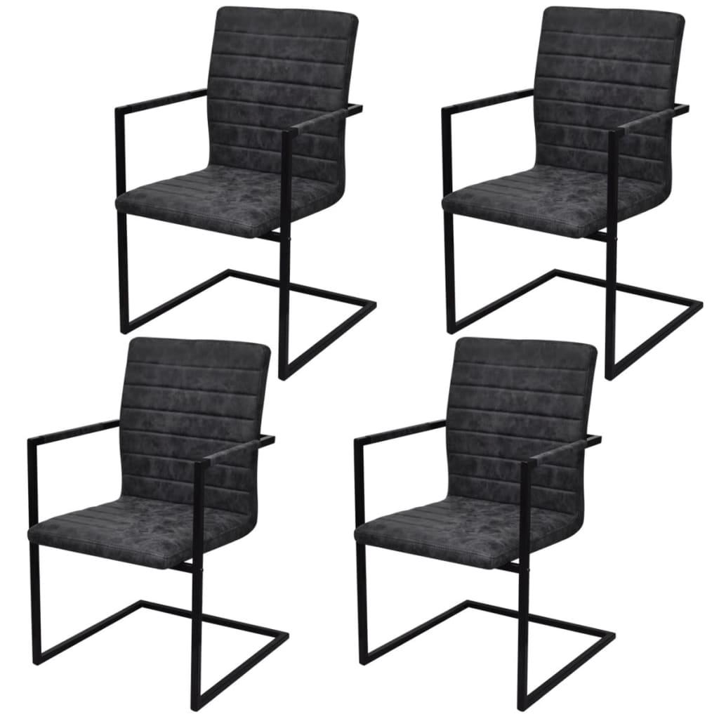 Spisebordsstole med cantilever 4 stk. kunstlæder sort