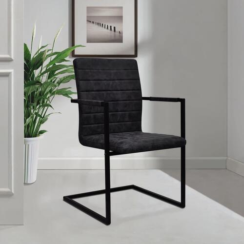 Spisebordsstole med cantilever 4 stk. kunstlæder sort