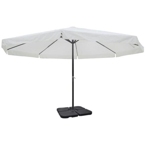 Parasol i aluminium med transportabel sokkel, hvid
