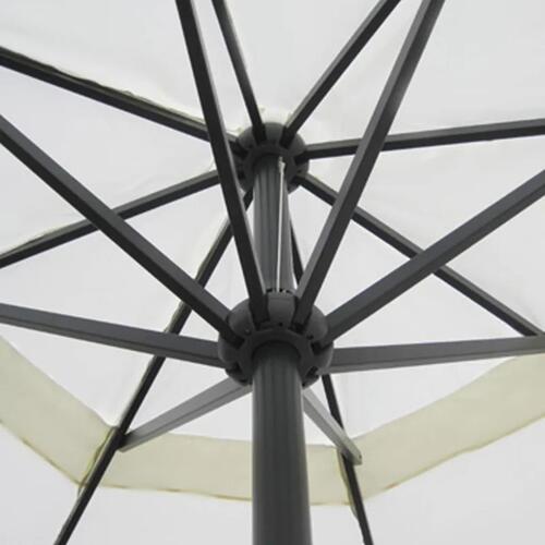 Parasol i aluminium med transportabel sokkel, hvid