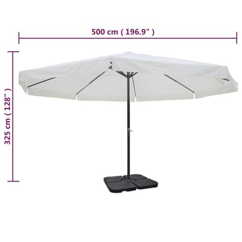 Parasol i aluminium med transportabel sokkel, hvid