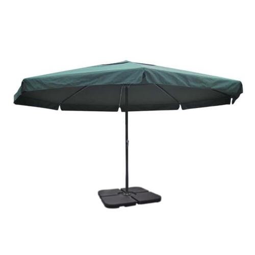 Parasol i aluminium med transportabel sokkel grøn