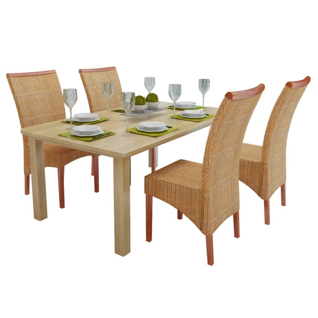 Spisebordsstole 4 stk. naturlig rattan brun
