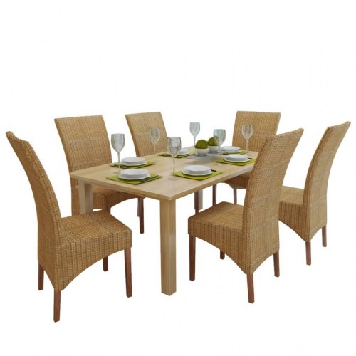 Spisebordsstole 6 stk. naturligt rattan brun