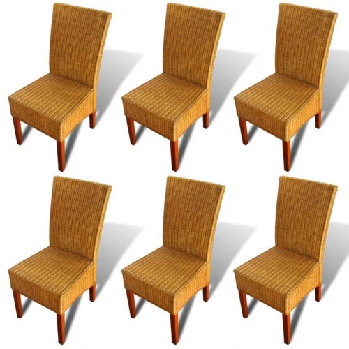 Spisebordsstole 6 stk. naturligt rattan brun