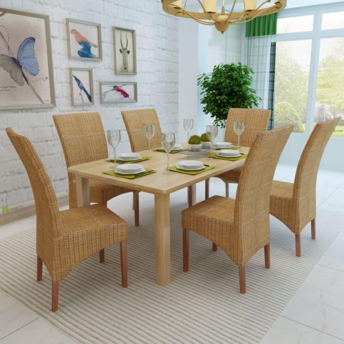 Spisebordsstole 6 stk. naturligt rattan brun