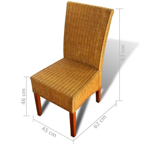 Spisebordsstole 6 stk. naturligt rattan brun