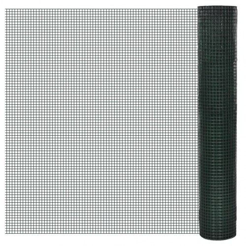 Hønsenet i galvaniseret stål med PVC-belægning - 10 × 1 m, grøn
