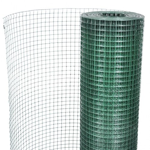 Hønsenet i galvaniseret stål med PVC-belægning - 10 × 1 m, grøn