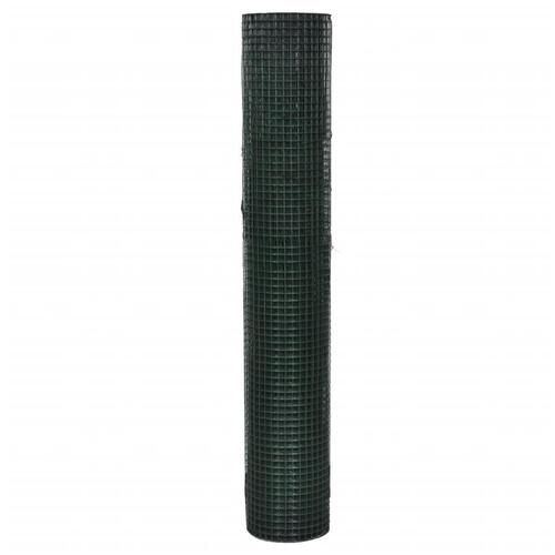 Hønsenet 25 x 1 m galvaniseret stål med PVC-belægning grøn