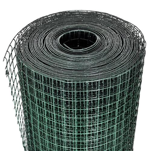 Hønsenet 25 x 1 m galvaniseret stål med PVC-belægning grøn