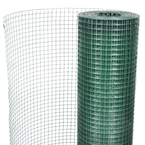 Hønsenet 25 x 1 m galvaniseret stål med PVC-belægning grøn