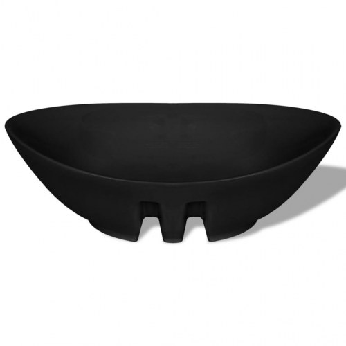 Sort keramisk håndvask - oval med overløb, 59 × 38,5 cm