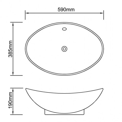 Sort keramisk håndvask - oval med overløb, 59 × 38,5 cm