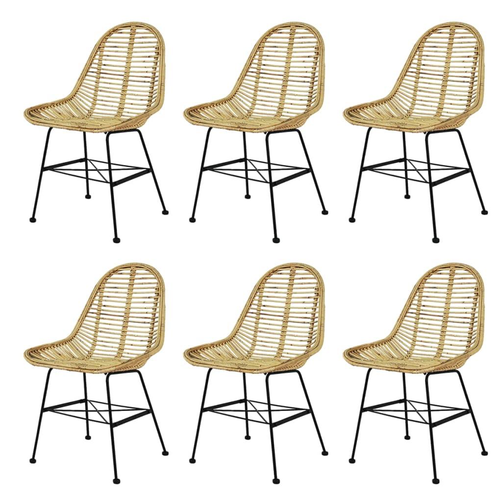 Spisebordsstole 6 stk. naturligt rattan