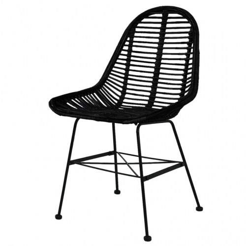 Spisebordsstole 6 stk. naturligt rattan sort