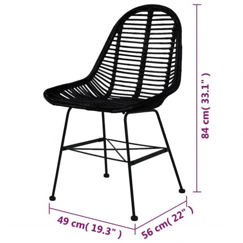 Spisebordsstole 6 stk. naturligt rattan sort