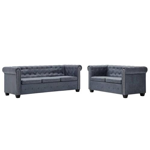 Chesterfield sofaer imiteret ruskind går