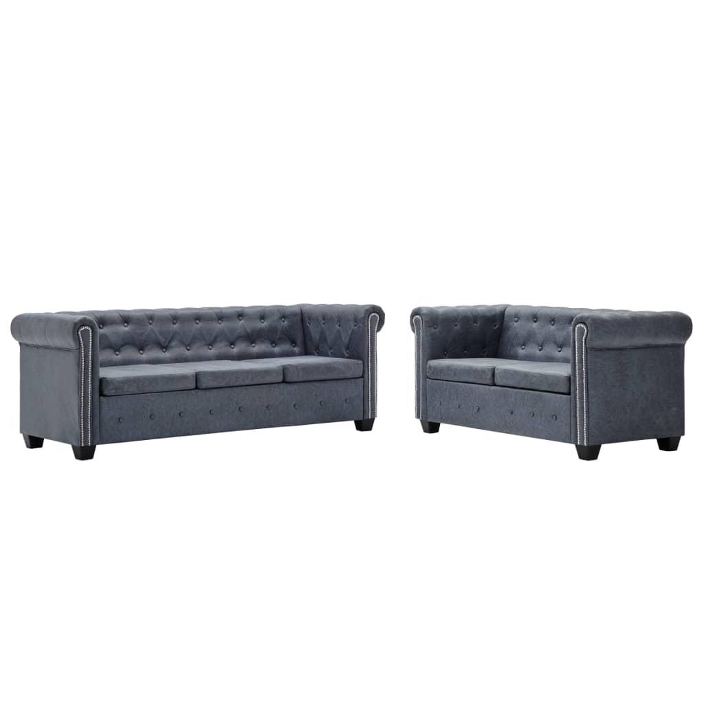 Chesterfield sofaer imiteret ruskind går