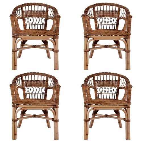 Havestole 4 stk. naturligt rattan brun