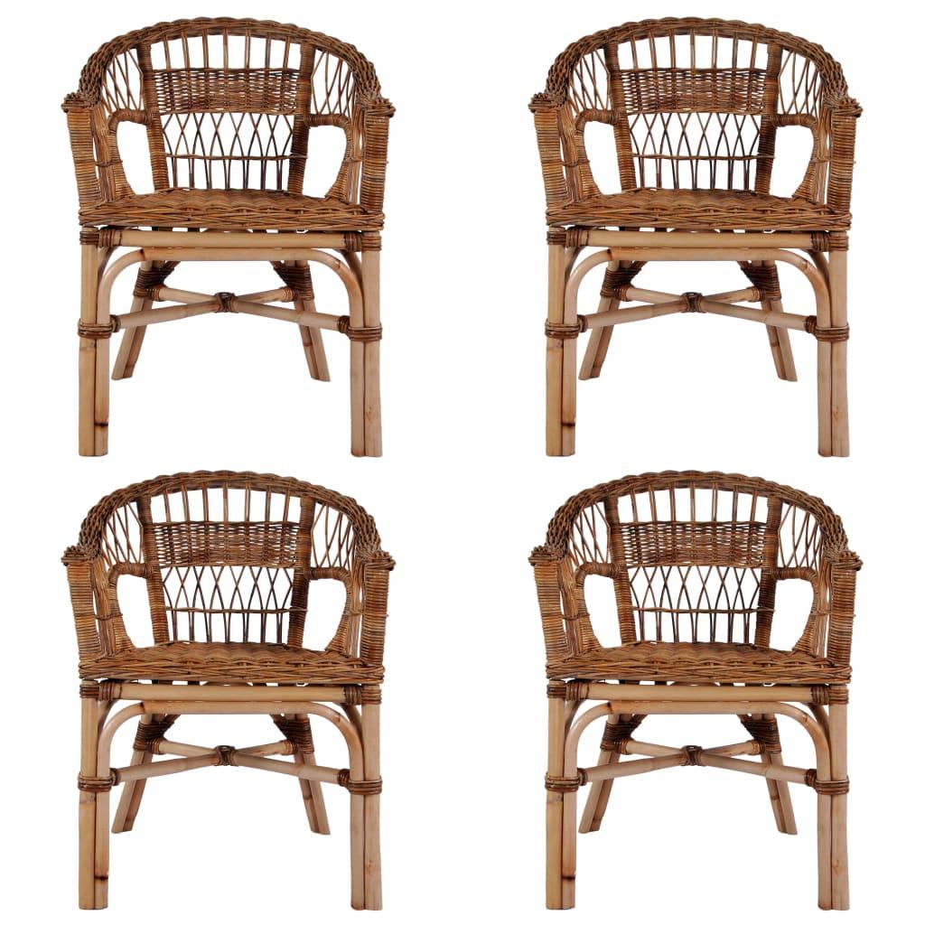 Havestole 4 stk. naturligt rattan brun
