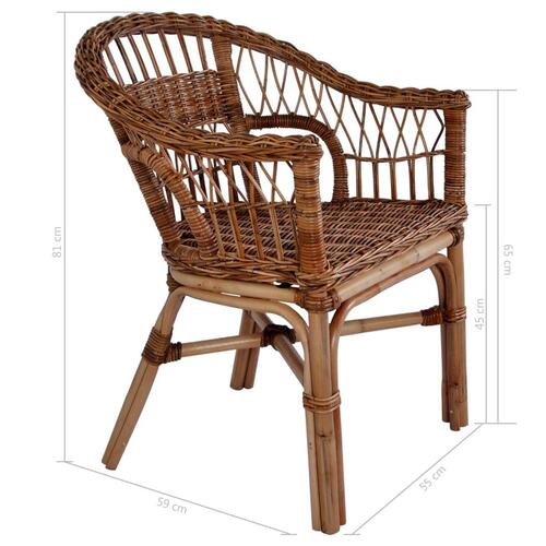 Havestole 4 stk. naturligt rattan brun