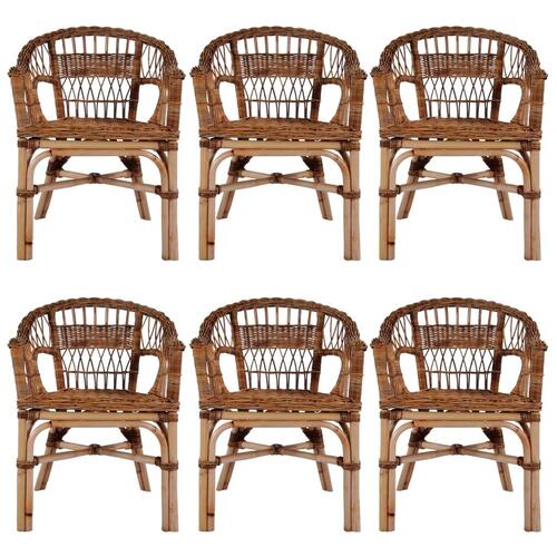 Havestole 6 stk. naturligt rattan brun