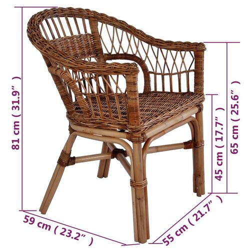 Havestole 6 stk. naturligt rattan brun