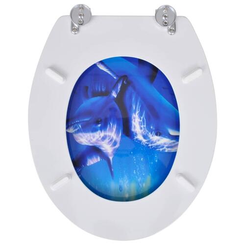 Toiletsæder med låg 2 stk. delfindesign MDF