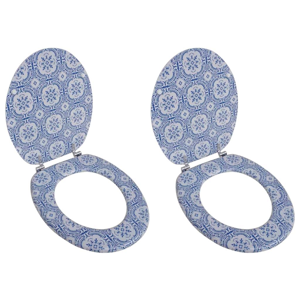 Toiletsæder med låg 2 stk. MDF porcelæn
