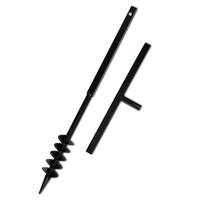 Jordbor m. håndtag 80 mm dobbelt spiraler stål sort