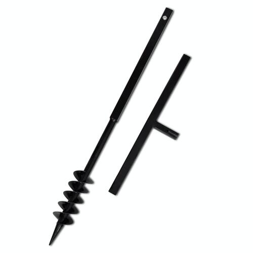 Jordbor m. håndtag 80 mm dobbelt spiraler stål sort