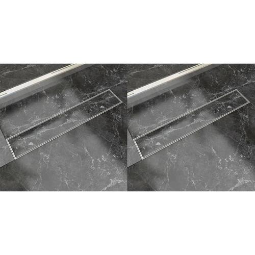 Lineære bruseafløb 2 stk. 630 x 140 mm rustfrit stål