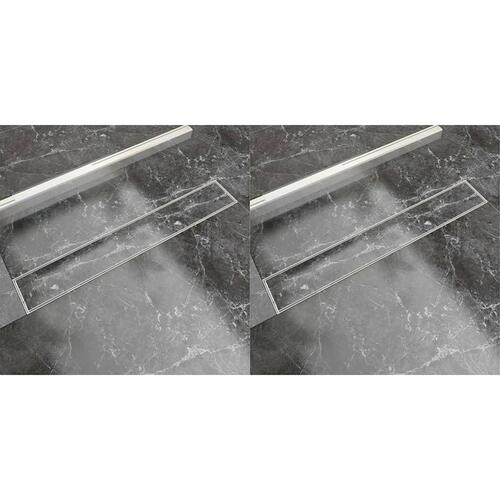 Lineære bruseafløb 2 stk. 730 x 140 mm rustfrit stål