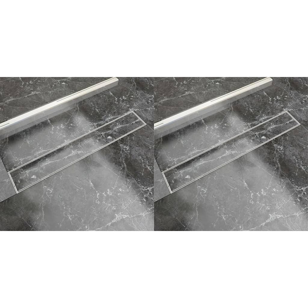 Lineære bruseafløb 2 stk. 730 x 140 mm rustfrit stål