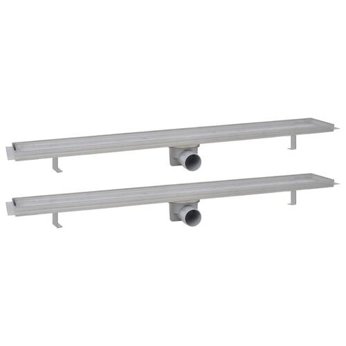 Lineære bruseafløb 2 stk. 930 x 140 mm rustfrit stål