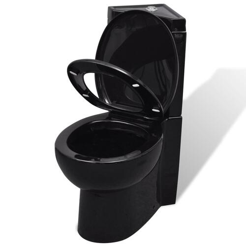 Keramisk hjørnetoilet sort