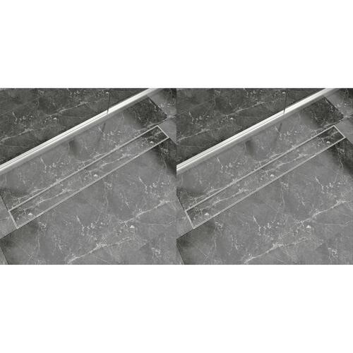 Lineære bruseafløb 2 stk. 1030 x 140 mm rustfrit stål