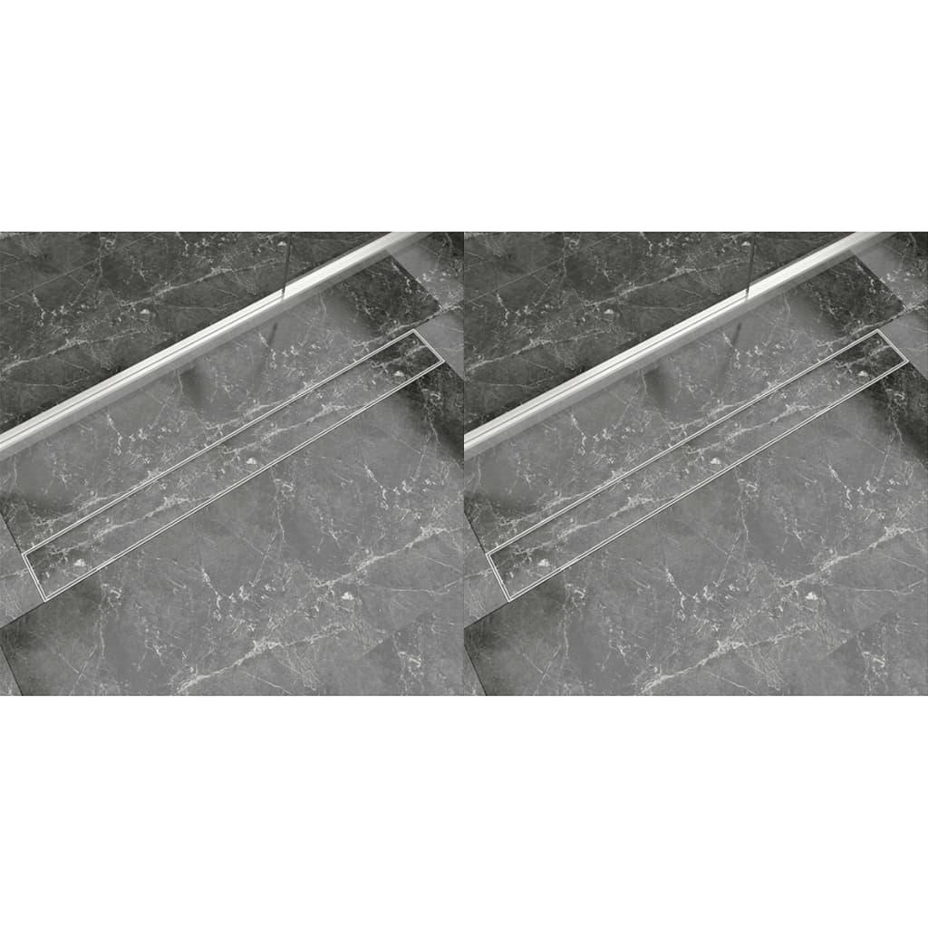 Lineære bruseafløb 2 stk. 1030 x 140 mm rustfrit stål
