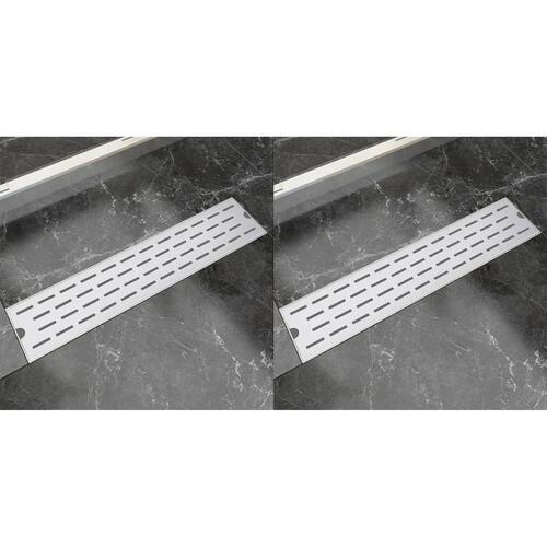 Lige bruseafløb 2 stk. linje 530 x 140 mm rustfrit stål (2 x 142177)